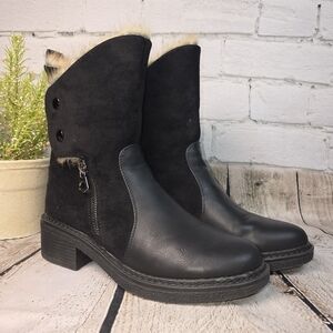 PATRIZIA SAIGE BLACK FAUX LEATHER WITH FAUX FUR LINING WINTER BOOTS WOMENS 38